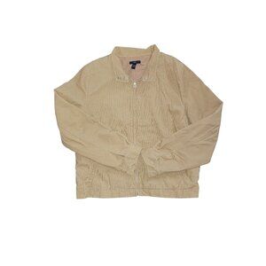 Vtg Y2K Gap Corduroy Wmn Jacket Beige Full Zip Trucker